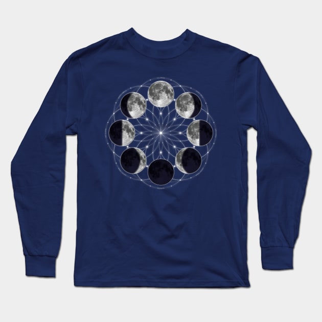 Moon Phases Mandala Long Sleeve T-Shirt by meownarchy